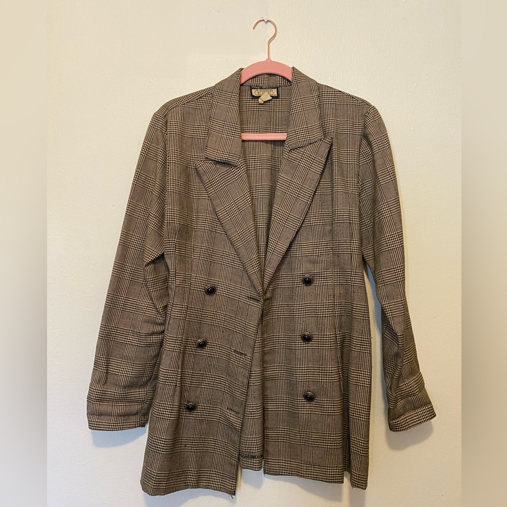 Vintage Wrapper black/beige houndstooth blazer